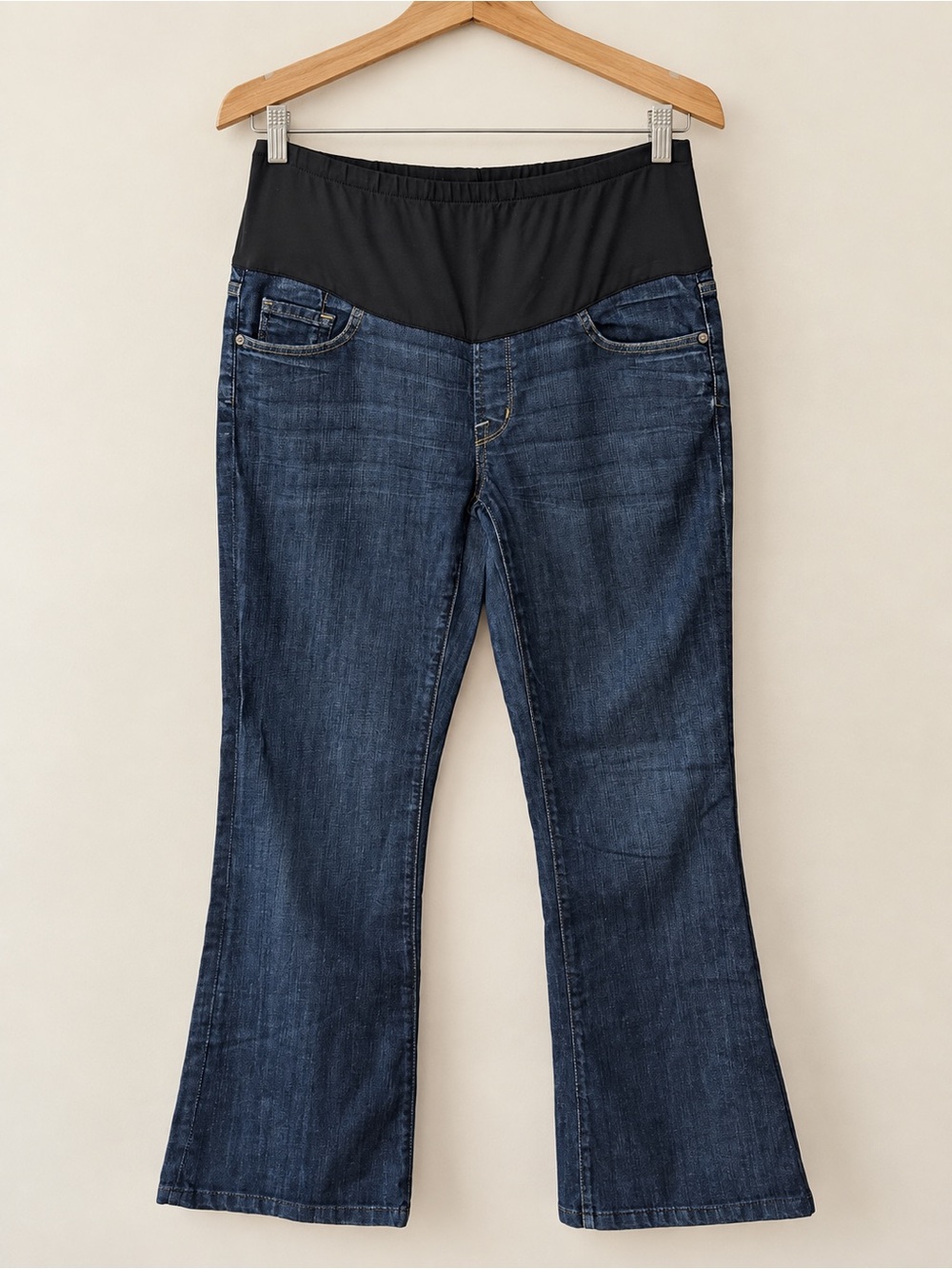 Citizens of Humanity Maternity Flare Jeans with Black Stretch Panel - Dark Blue